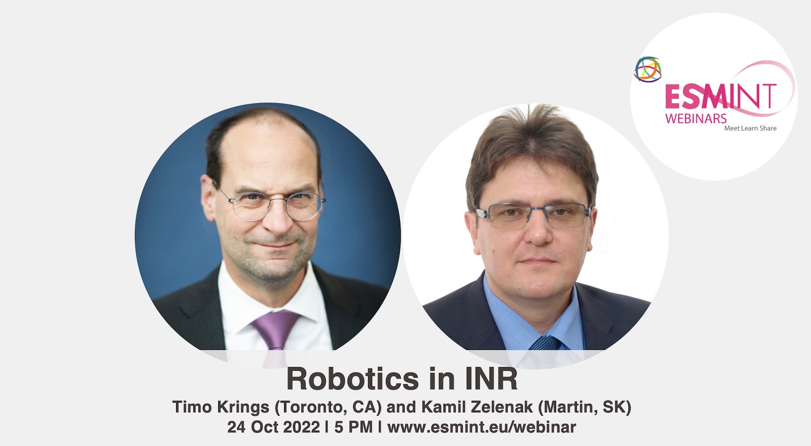 Webinar about Robotics in INR with Dr. Krings and Dr. Zelenak.